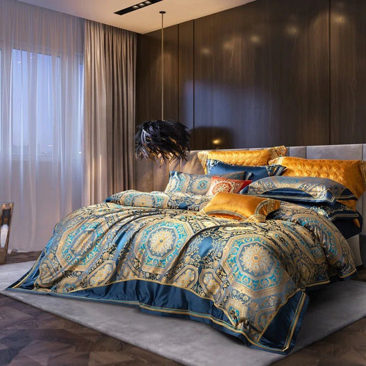 Katriel Embroidery Satin Jacquard Egyptian Cotton Duvet Cover Set - RoseStraya.com