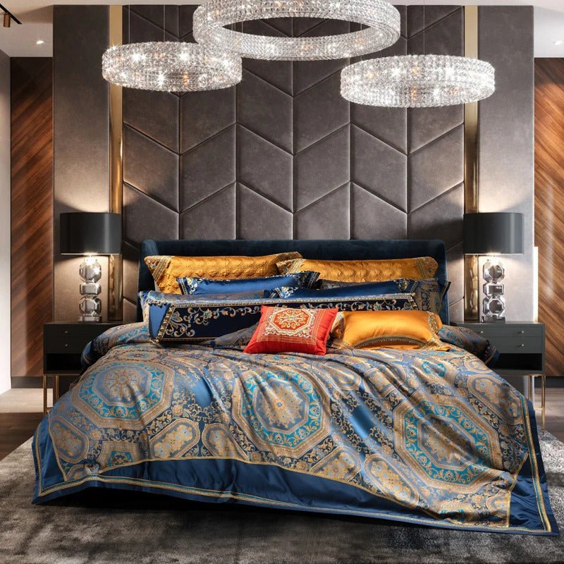 Katriel Embroidery Satin Jacquard Egyptian Cotton Duvet Cover Set - RoseStraya.com