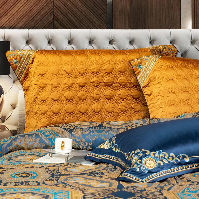 Katriel Embroidery Satin Jacquard Egyptian Cotton Duvet Cover Set - RoseStraya.com