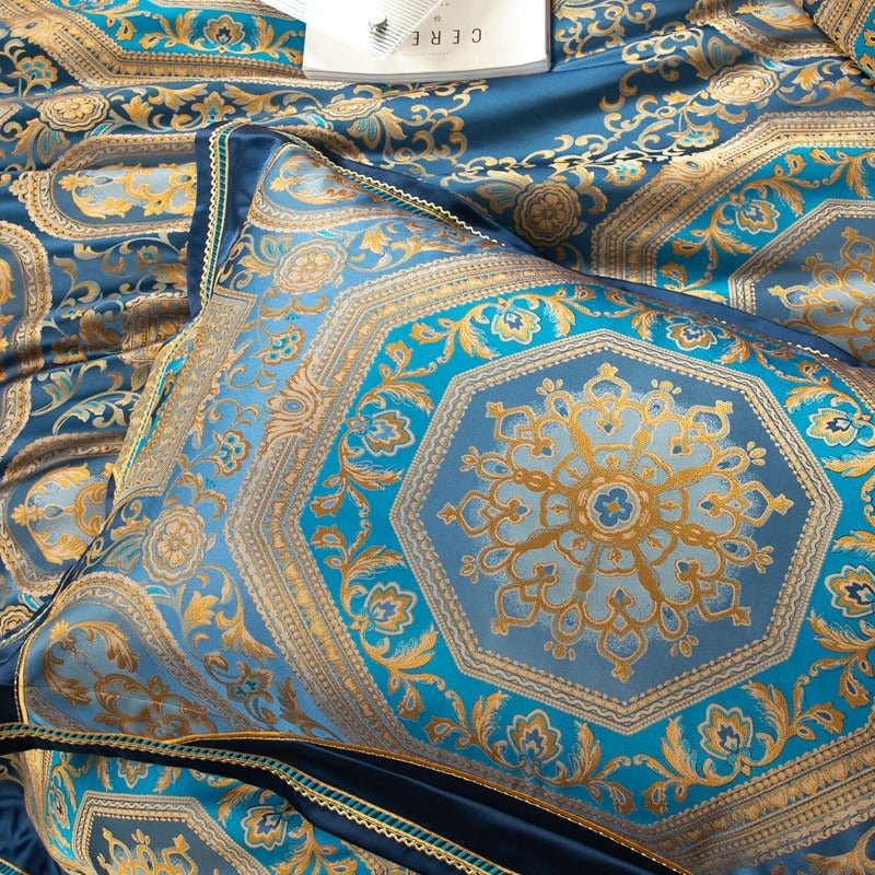 Katriel Embroidery Satin Jacquard Egyptian Cotton Duvet Cover Set - RoseStraya.com