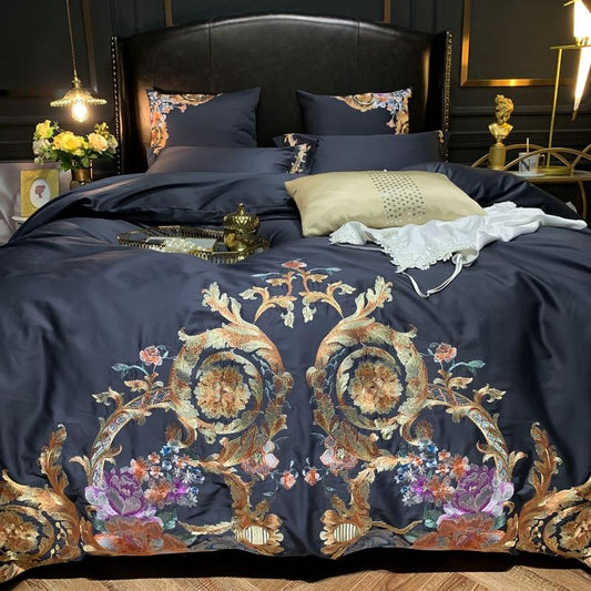 Khalida Egyptian Cotton Premium Embroidery Duvet Cover Set - RoseStraya.com