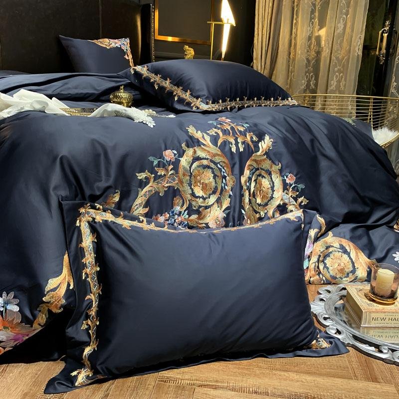 Khalida Egyptian Cotton Premium Embroidery Duvet Cover Set - RoseStraya.com