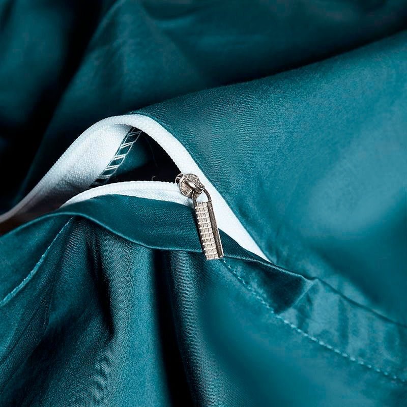 Leilah Aqua Green Embroidered Edge Egyptian Cotton Duvet Cover Set - RoseStraya.com