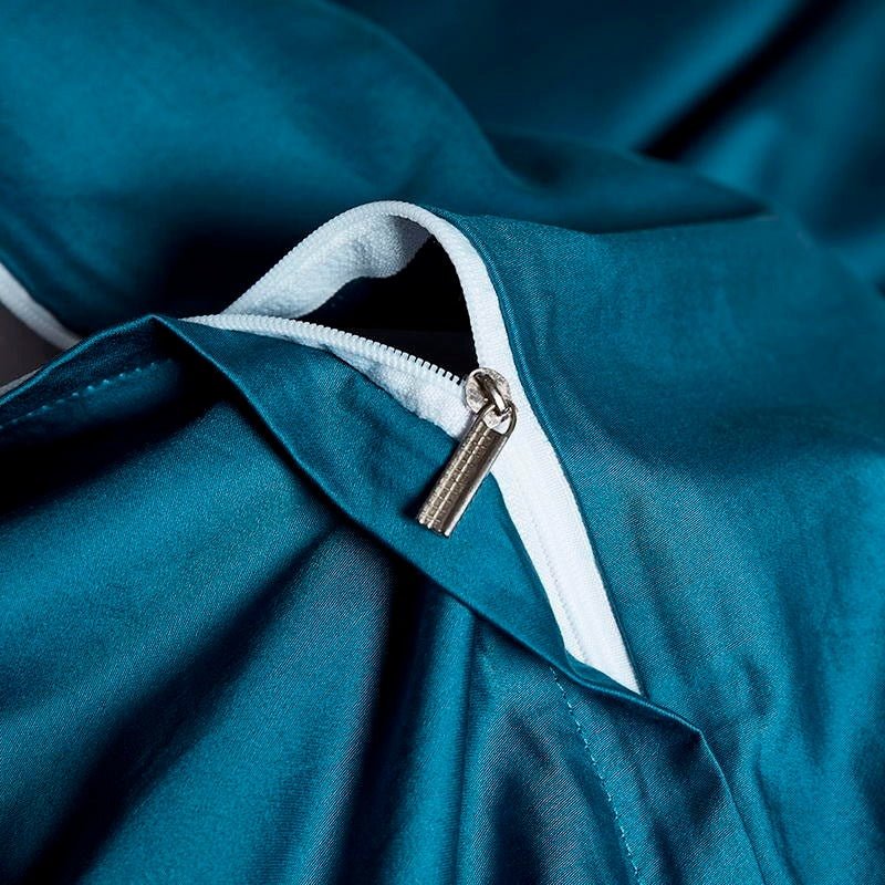 Leilah Blue Embroidered Edge Egyptian Cotton Duvet Cover Set - RoseStraya.com