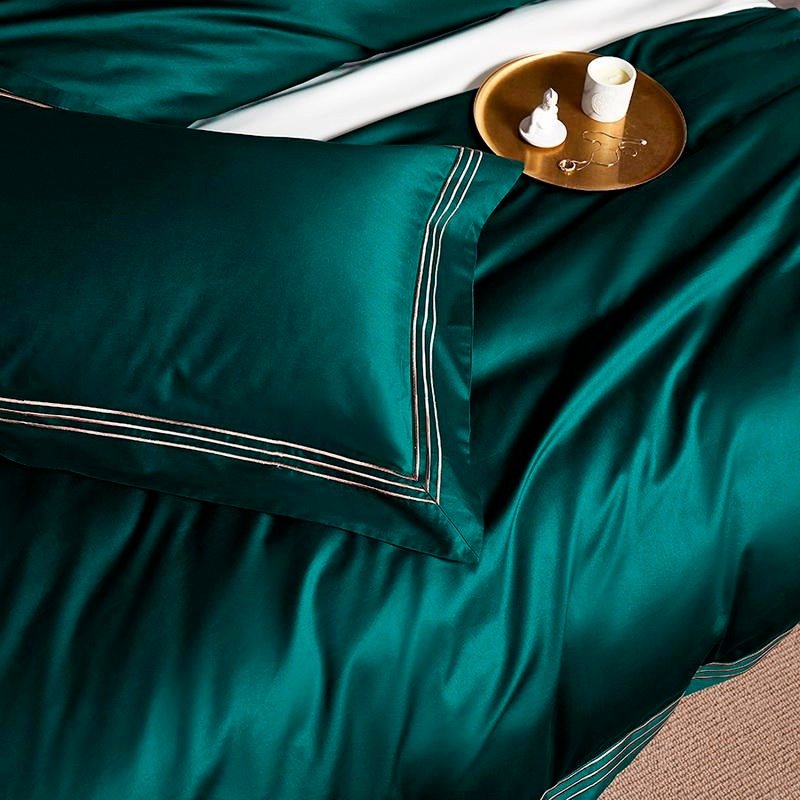 Leilah Green Embroidered Edge Egyptian Cotton Duvet Cover Set - RoseStraya.com