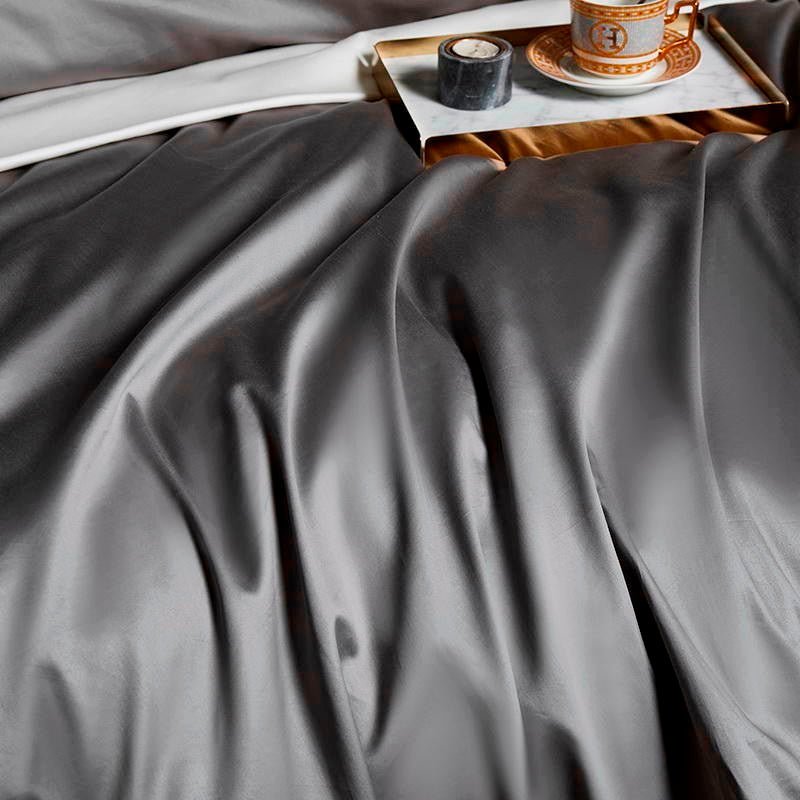 Leilah Grey Embroidered Edge Egyptian Cotton Duvet Cover Set - RoseStraya.com