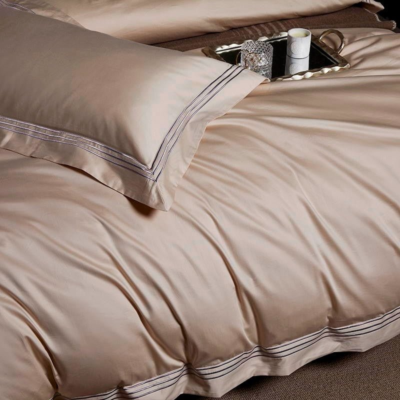 Leilah Kilim Beige Embroidered Edge Egyptian Cotton Duvet Cover Set - RoseStraya.com