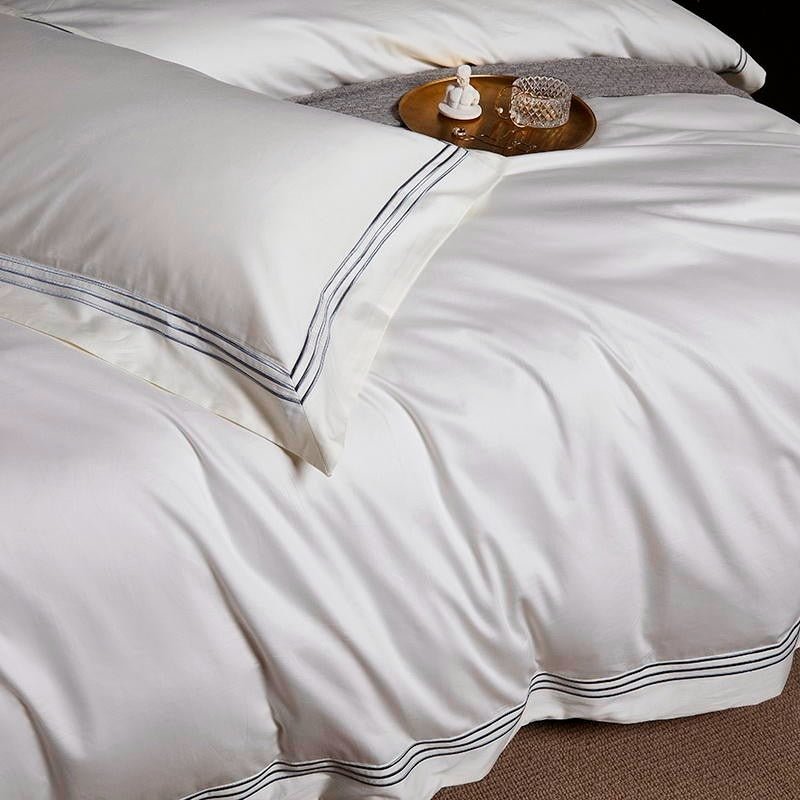 Leilah Light Silver Embroidered Edge Egyptian Cotton Duvet Cover Set - RoseStraya.com