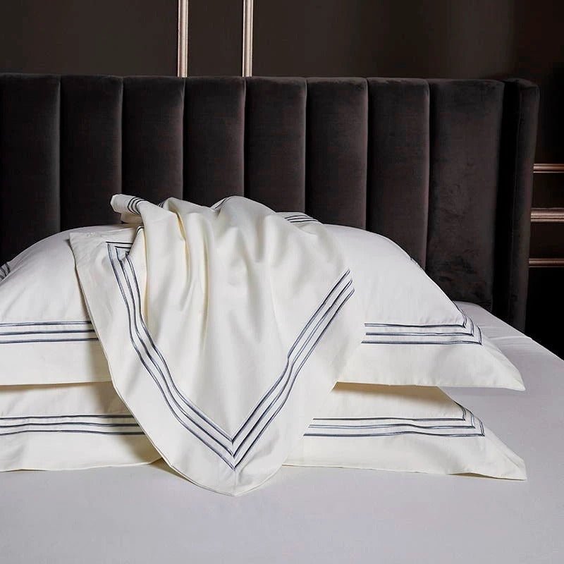 Leilah Light Silver Embroidered Edge Egyptian Cotton Duvet Cover Set - RoseStraya.com