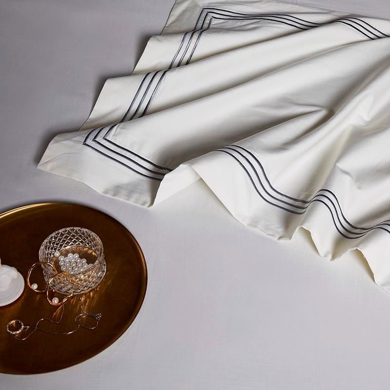 Leilah Light Silver Embroidered Edge Egyptian Cotton Duvet Cover Set - RoseStraya.com