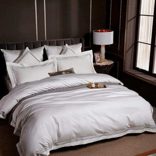 Leilah Light Silver Embroidered Edge Egyptian Cotton Duvet Cover Set - RoseStraya.com