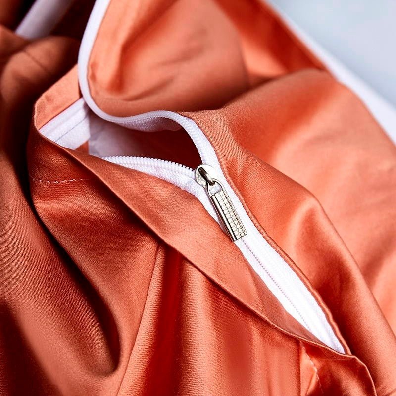 Leilah Orange Embroidered Edge Egyptian Cotton Duvet Cover Set - RoseStraya.com