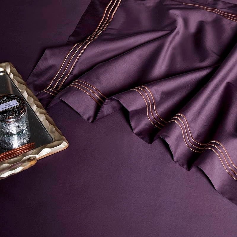 Leilah Purple Embroidered Edge Egyptian Cotton Duvet Cover Set - RoseStraya.com