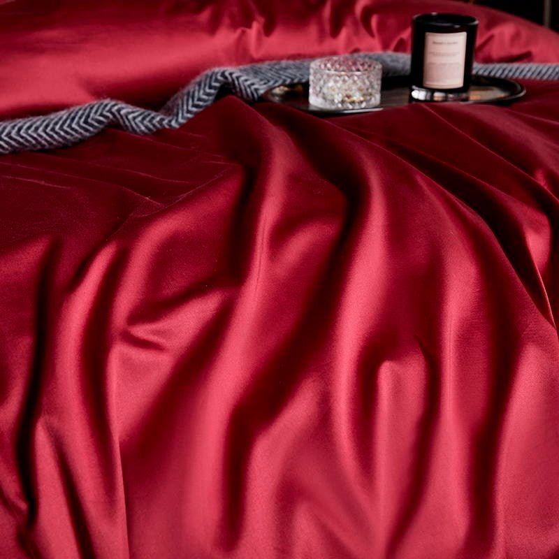 Leilah Red Embroidered Edge Egyptian Cotton Duvet Cover Set - RoseStraya.com
