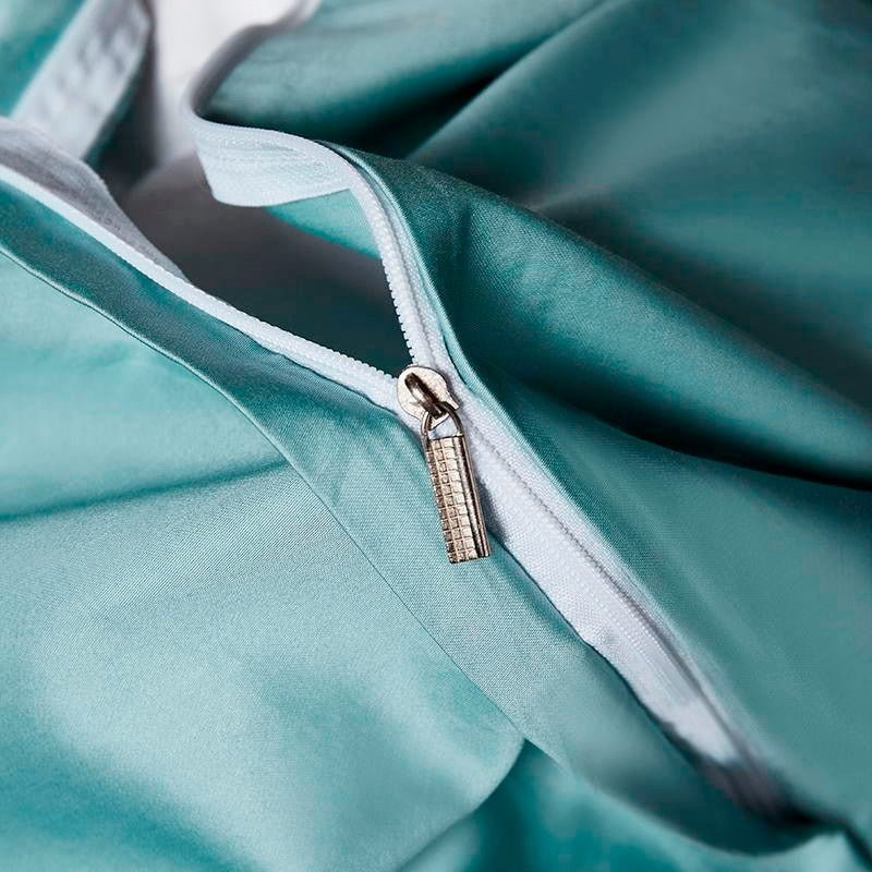 Leilah Turquoise Embroidered Edge Egyptian Cotton Duvet Cover Set - RoseStraya.com