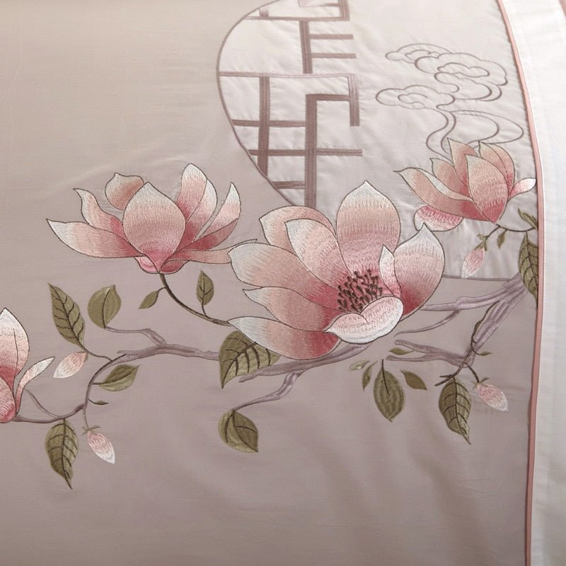 Magnolia Luxury Egyptian Cotton Classical Embroidery Duvet Cover Set - RoseStraya.com