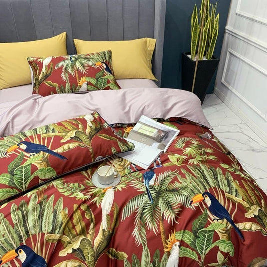 Miesha Botanical Egyptian Cotton Duvet Cover Set - RoseStraya.com