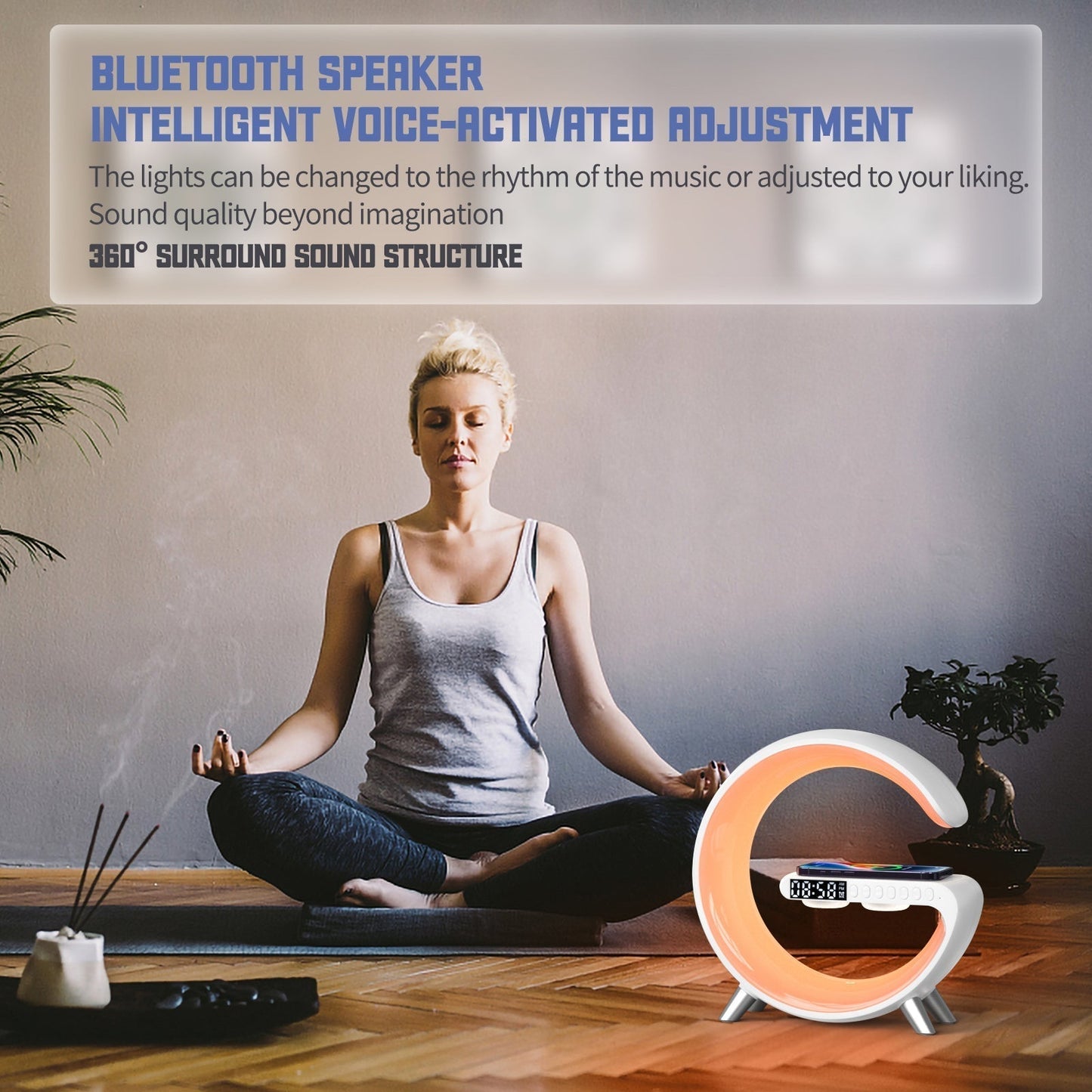 Multifunction Smart Lamp iPhone Wireless Charging Dock Clock Speaker Night Light - RoseStraya.com