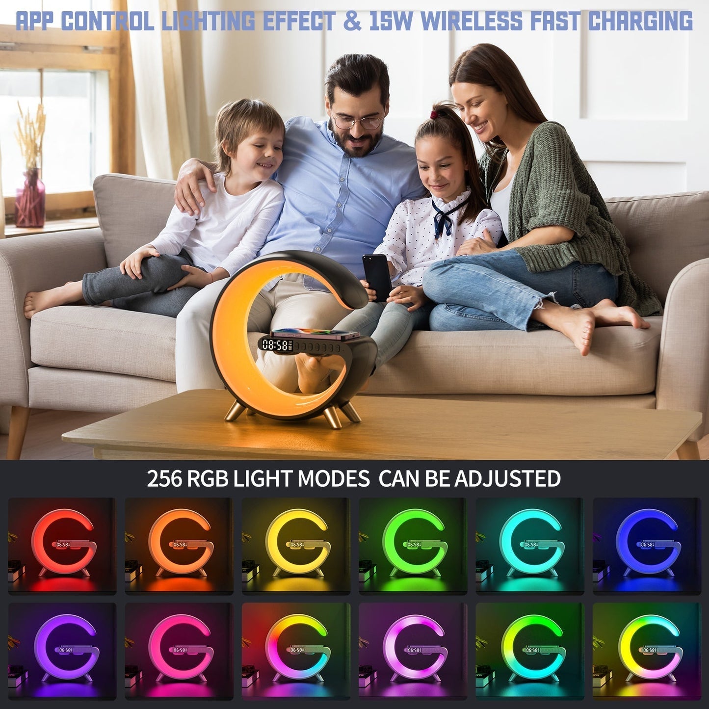 Multifunction Smart Lamp iPhone Wireless Charging Dock Clock Speaker Night Light - RoseStraya.com