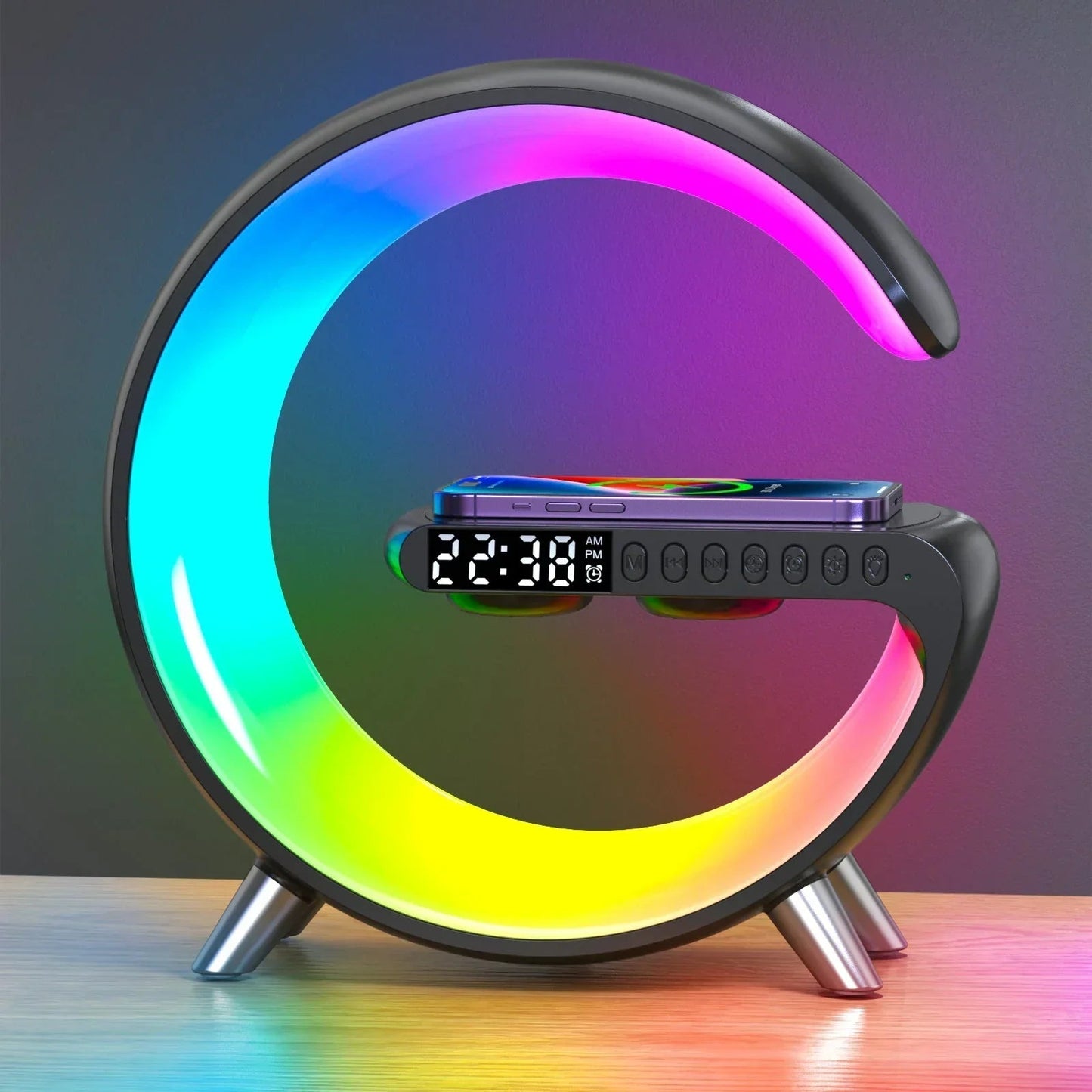 Multifunction Smart Lamp iPhone Wireless Charging Dock Clock Speaker Night Light - RoseStraya.com