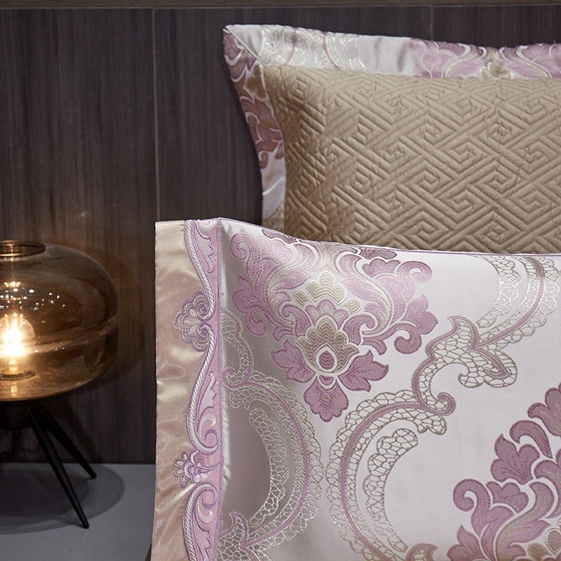 Nasreen 1000TC Satin Jacquard Egyptian Cotton Luxury European Duvet Cover Sets - RoseStraya.com