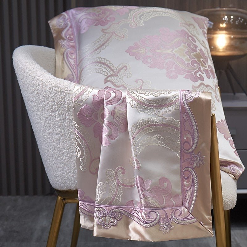 Nasreen 1000TC Satin Jacquard Egyptian Cotton Luxury European Duvet Cover Sets - RoseStraya.com