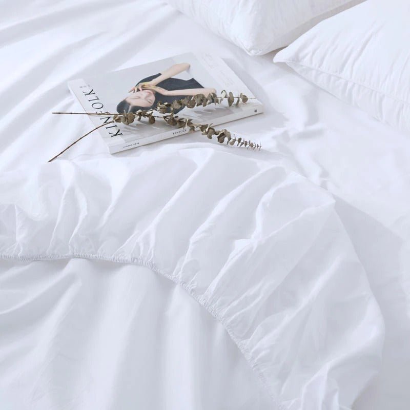 Nevaeh Pink Stripe Egyptian Cotton Luxury White Duvet Cover Set - RoseStraya.com