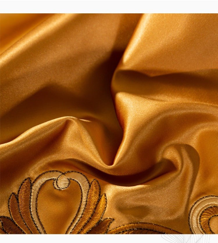 Nikki Gold Egyptian Cotton Embroidered Duvet Cover Set - RoseStraya.com