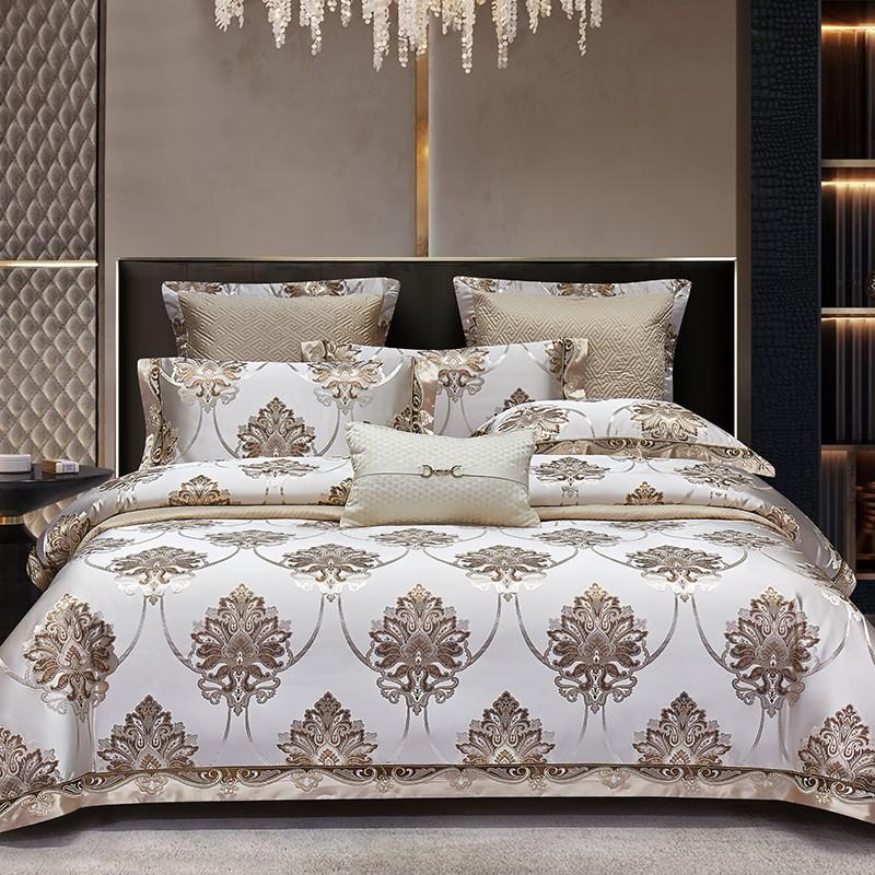 Nilofar 1000TC Satin Jacquard Egyptian Cotton Luxury European Duvet Cover Sets - RoseStraya.com