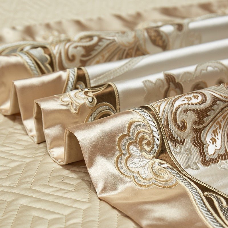 Nilofar 1000TC Satin Jacquard Egyptian Cotton Luxury European Duvet Cover Sets - RoseStraya.com