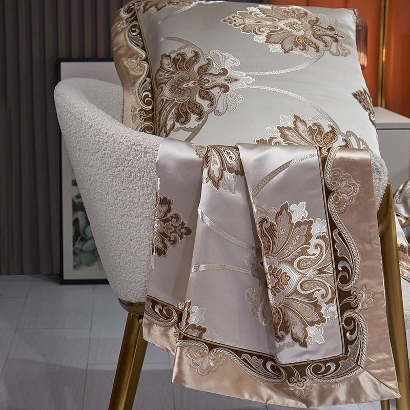 Nilofar 1000TC Satin Jacquard Egyptian Cotton Luxury European Duvet Cover Sets - RoseStraya.com
