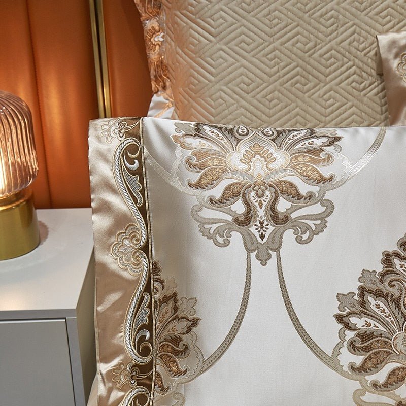 Nilofar 1000TC Satin Jacquard Egyptian Cotton Luxury European Duvet Cover Sets - RoseStraya.com