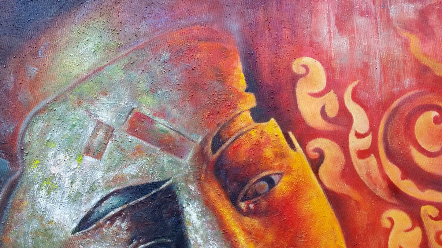 Original Buddha Oil Painting on Canvas Genuine Hand-Painted Signed Unframed - RoseStraya.com