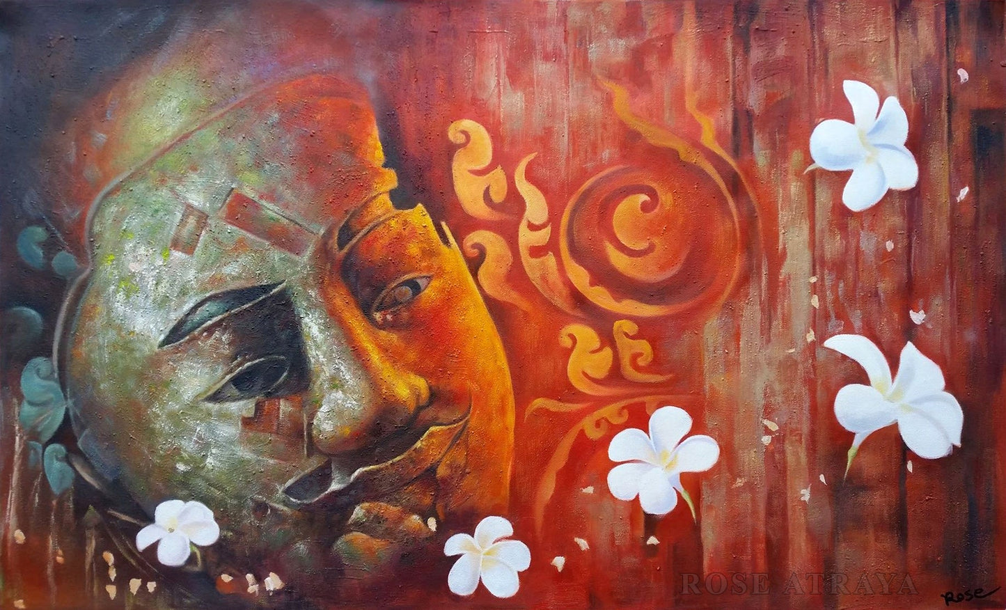 Original Buddha Oil Painting on Canvas Genuine Hand-Painted Signed Unframed - RoseStraya.com