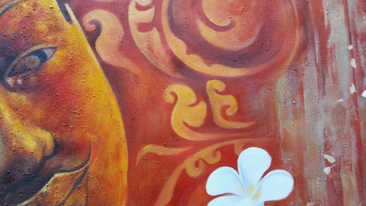Original Buddha Oil Painting on Canvas Genuine Hand-Painted Signed Unframed - RoseStraya.com