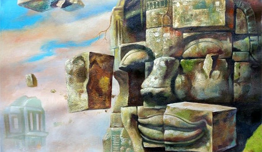 Original Buddha & The Universe Hand-Painted Oil Painting on Canvas Signed Unframed - RoseStraya.com