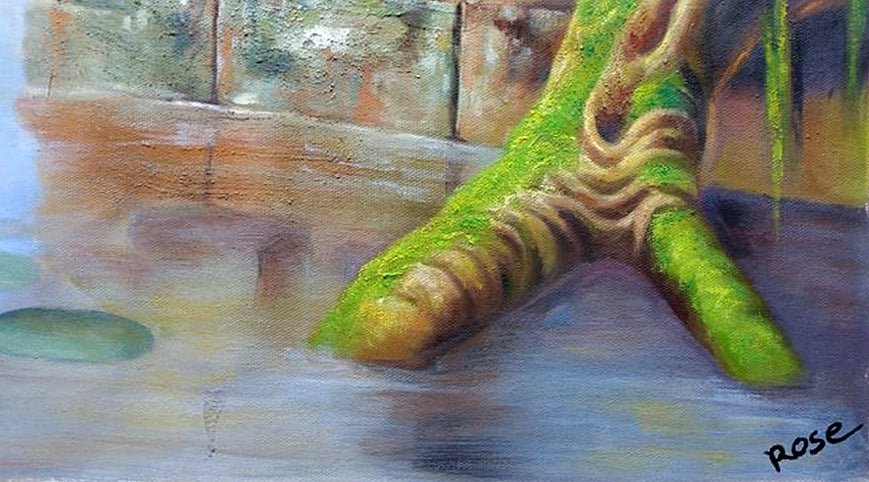 Original Buddha & The Universe Hand-Painted Oil Painting on Canvas Signed Unframed - RoseStraya.com
