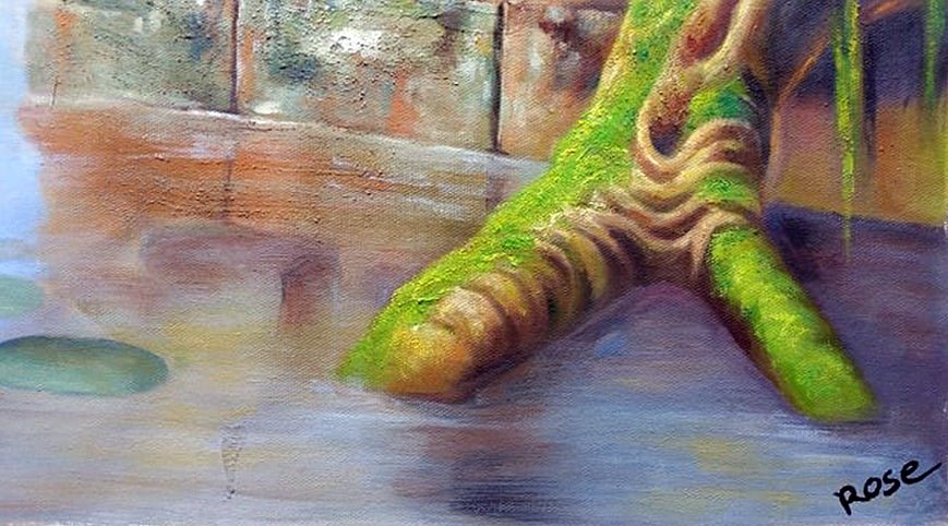 Original Buddha & The Universe Hand-Painted Oil Painting on Canvas Signed Unframed - RoseStraya.com