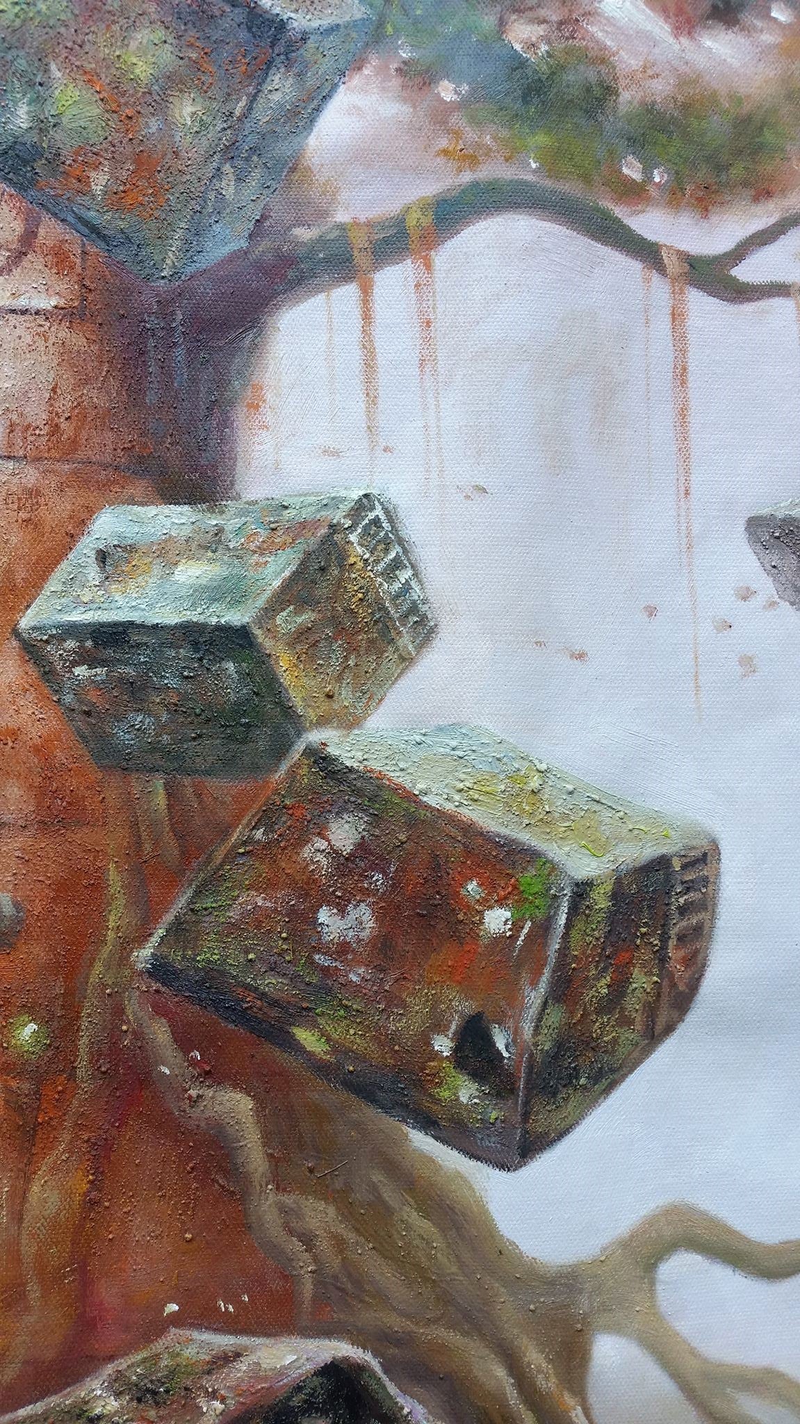 Original Buddha & The Universe II Hand-Painted Oil Painting on Canvas Signed Unframed - RoseStraya.com