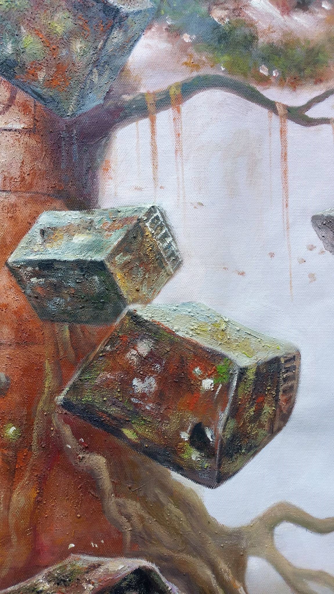 Original Buddha & The Universe II Hand-Painted Oil Painting on Canvas Signed Unframed - RoseStraya.com