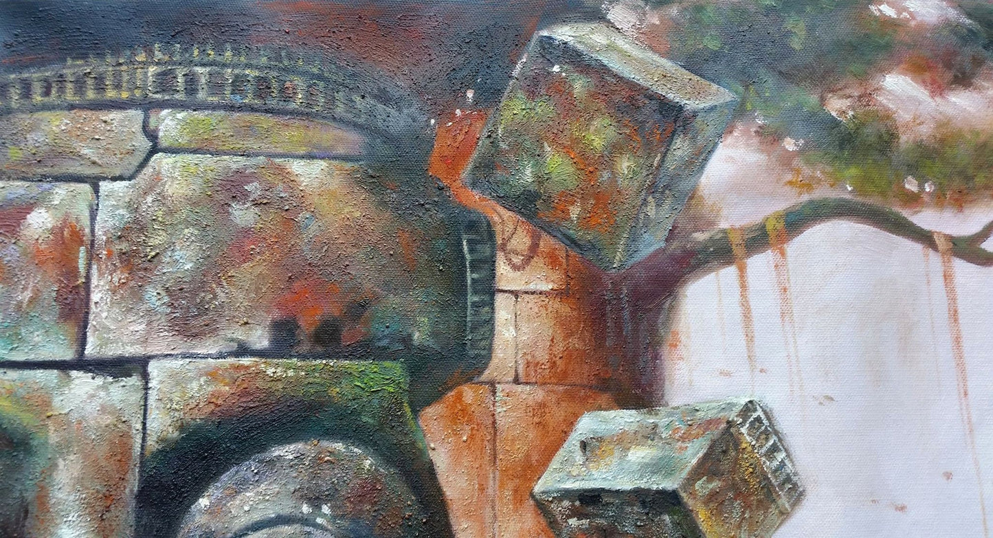 Original Buddha & The Universe II Hand-Painted Oil Painting on Canvas Signed Unframed - RoseStraya.com