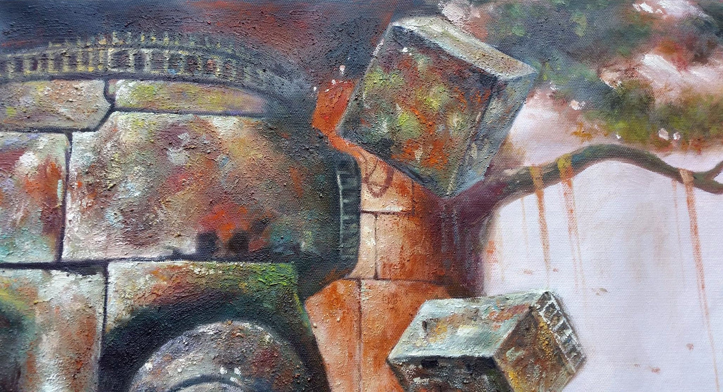 Original Buddha & The Universe II Hand-Painted Oil Painting on Canvas Signed Unframed - RoseStraya.com