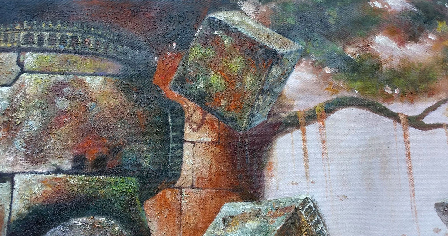 Original Buddha & The Universe II Hand-Painted Oil Painting on Canvas Signed Unframed - RoseStraya.com