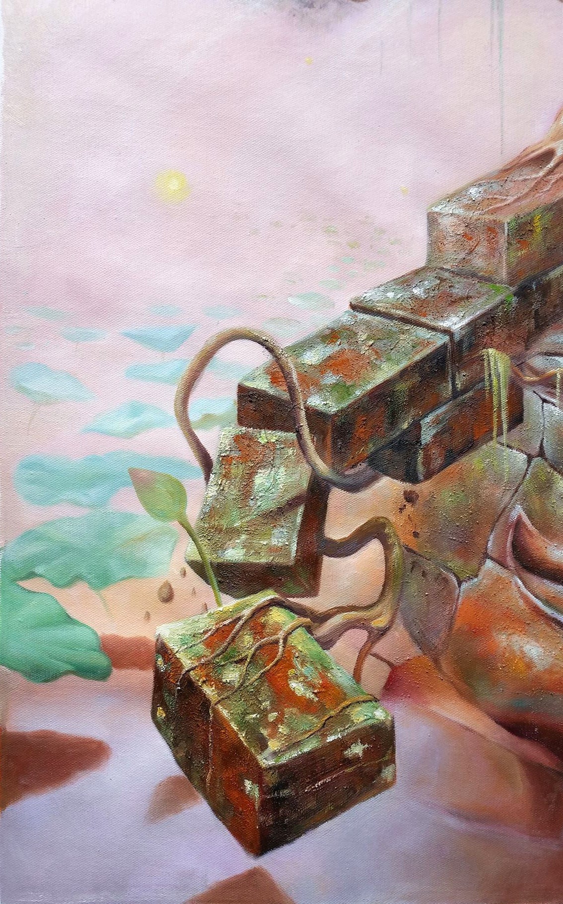 Original Buddha & The Universe III Hand-Painted Oil Painting on Canvas Signed Unframed - RoseStraya.com