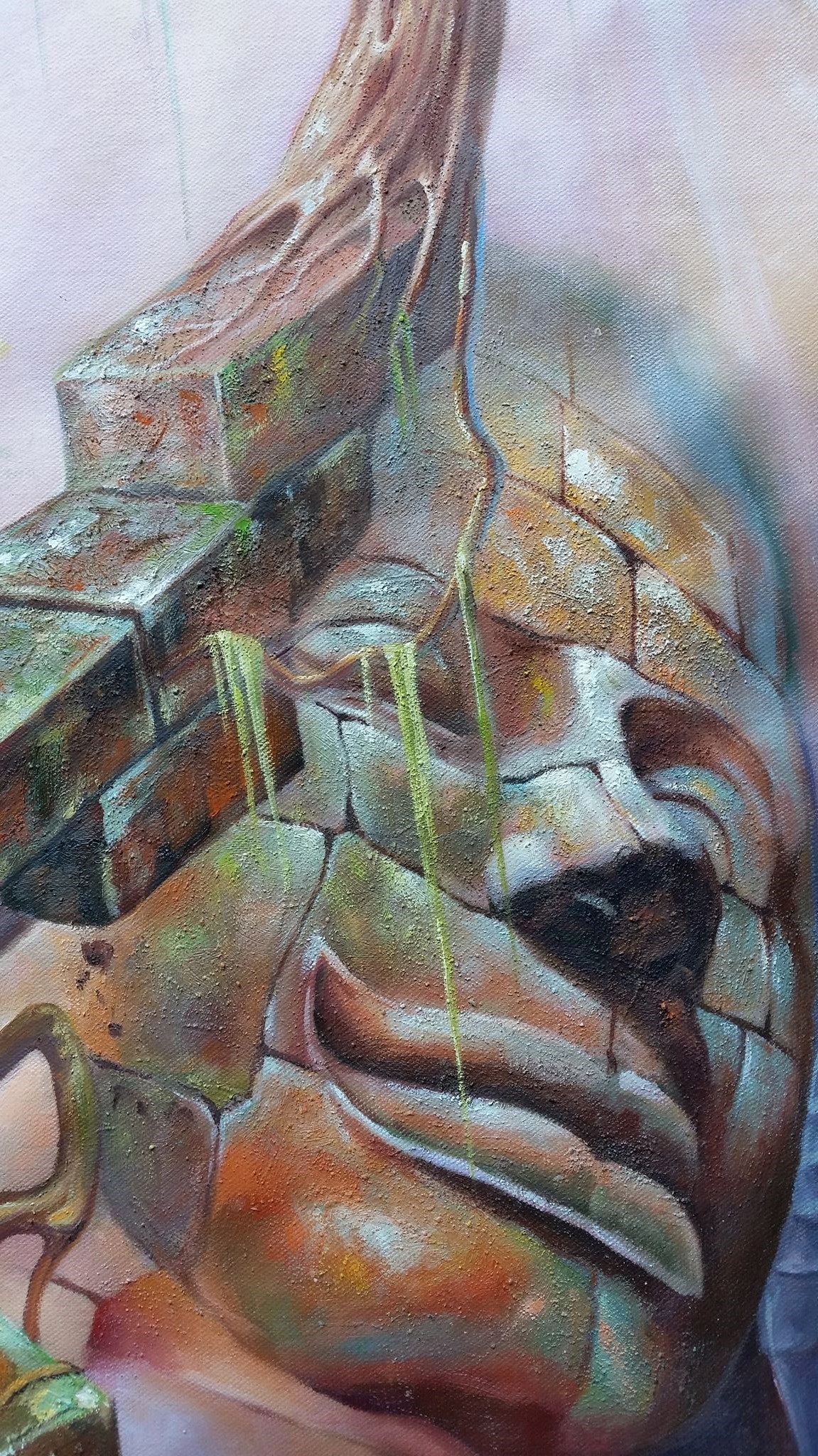 Original Buddha & The Universe III Hand-Painted Oil Painting on Canvas Signed Unframed - RoseStraya.com