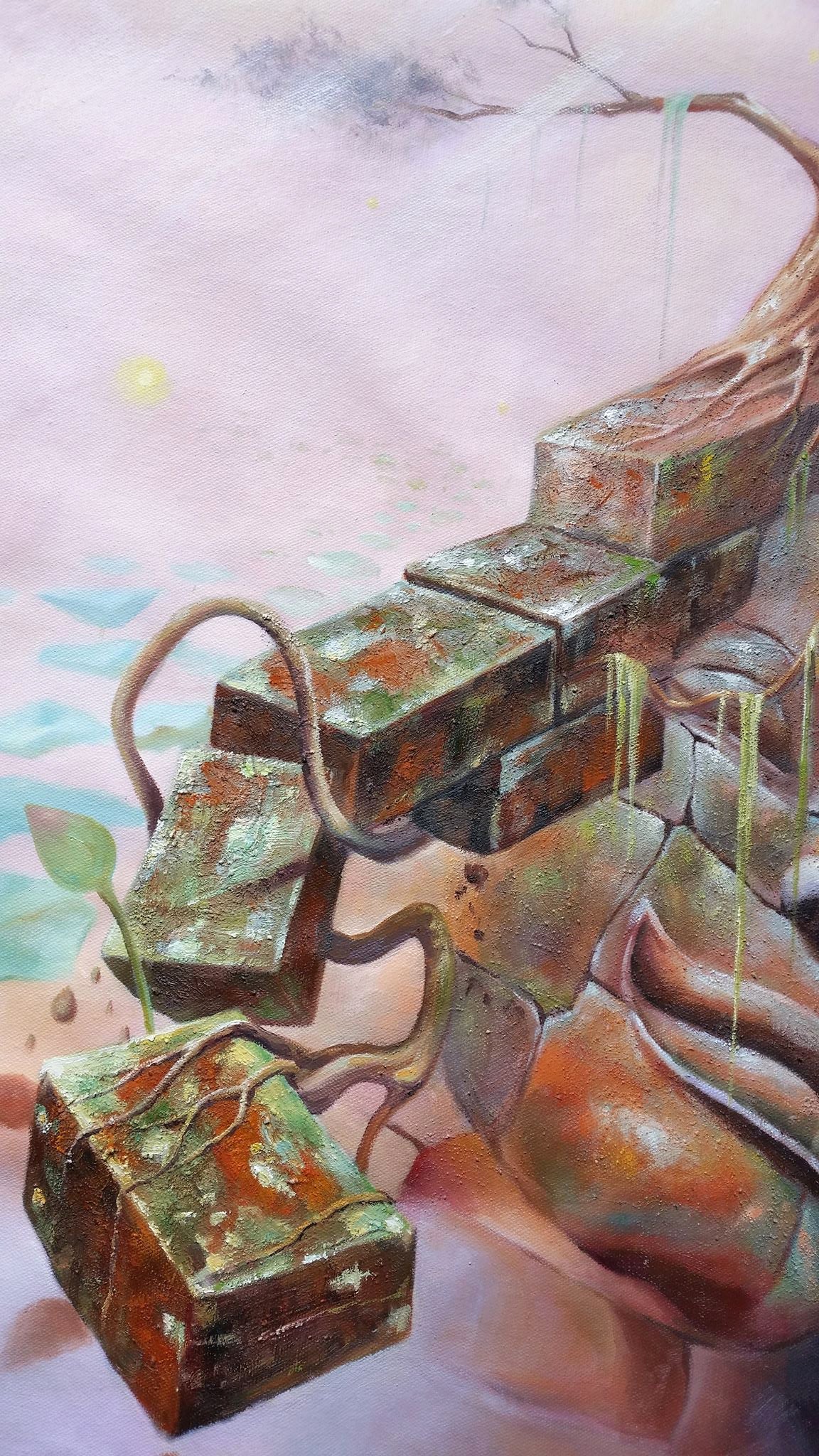 Original Buddha & The Universe III Hand-Painted Oil Painting on Canvas Signed Unframed - RoseStraya.com