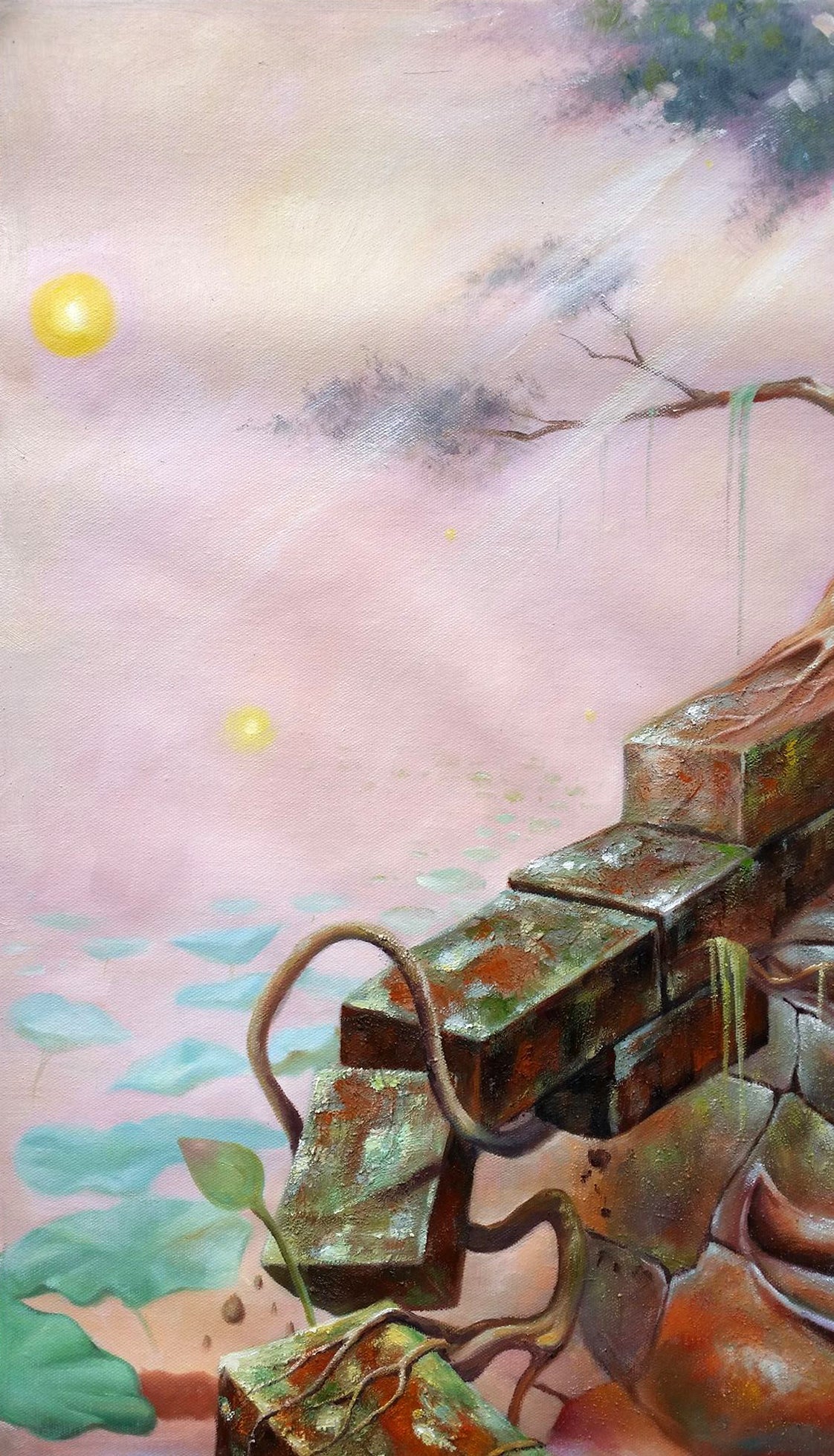 Original Buddha & The Universe III Hand-Painted Oil Painting on Canvas Signed Unframed - RoseStraya.com