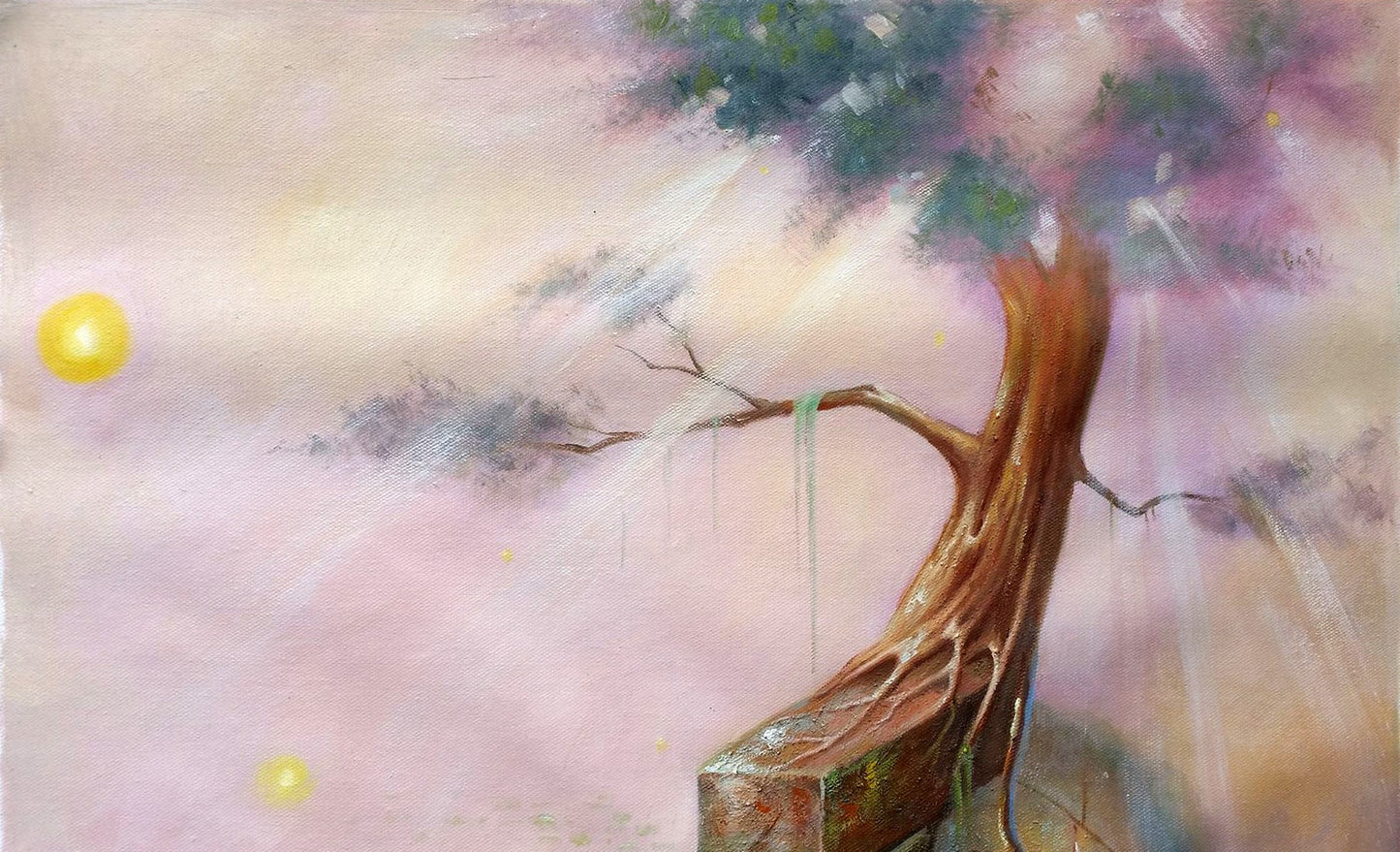 Original Buddha & The Universe III Hand-Painted Oil Painting on Canvas Signed Unframed - RoseStraya.com