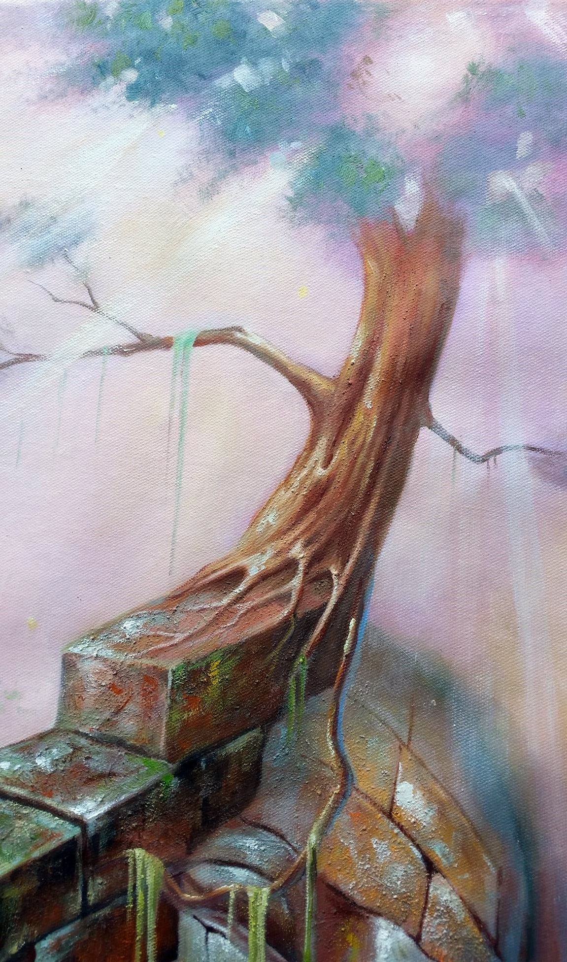 Original Buddha & The Universe III Hand-Painted Oil Painting on Canvas Signed Unframed - RoseStraya.com