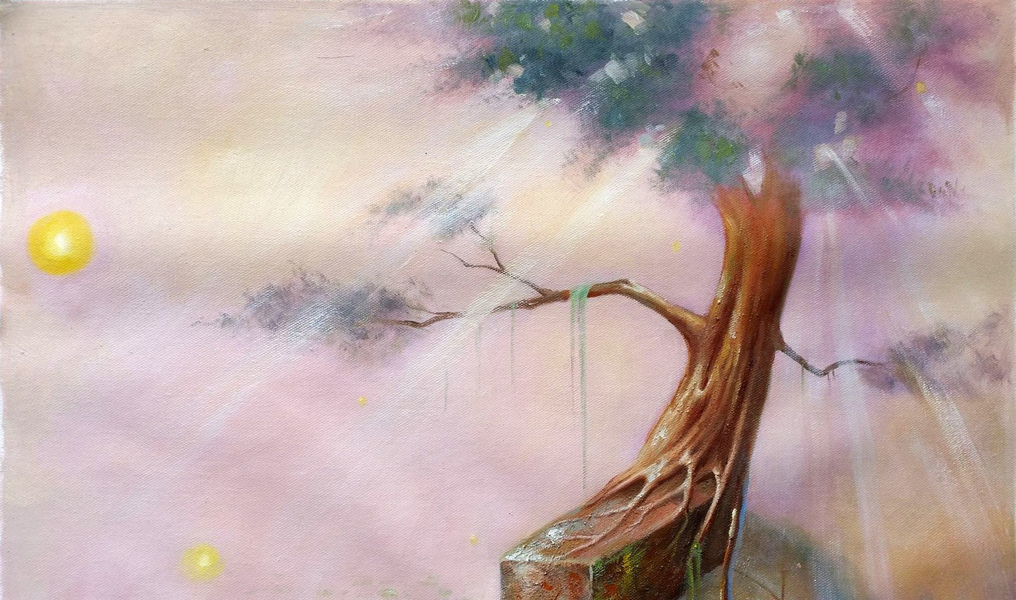 Original Buddha & The Universe III Hand-Painted Oil Painting on Canvas Signed Unframed - RoseStraya.com